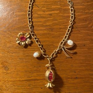 Gold, red floral chunky necklace from Zara